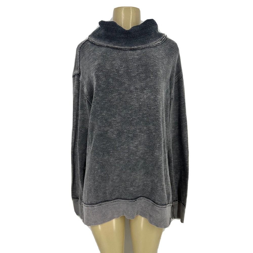 We The Free People Small Sweatshirt Womens Gray World Traveler Cowl Split Top